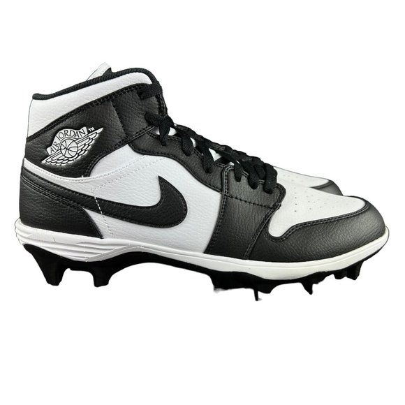Nike Jordan 1 Mid TB Panda Black White Football Cleats FJ6805-100 Men's Sz 10-13 - Picture 1 of 9